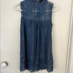 Worthington Blue Lace Sleeveless Blouse - women small